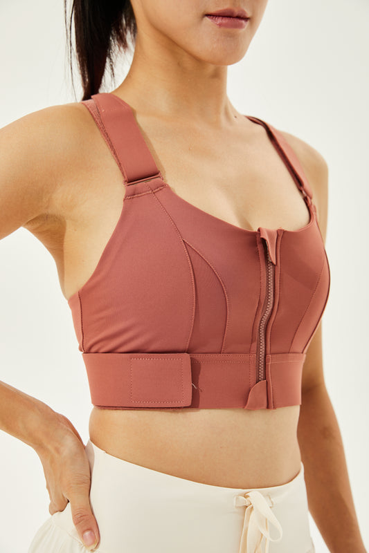 High Intensity Fully Adjustable PowerFlex Sports Bra with Zip and Moulded Bra Cups (Up To XXXL)