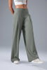 olive breathable stretch pants women office front view