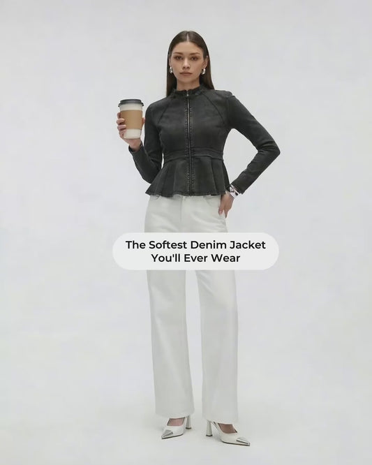 Buttery Soft & Stretchy Power Peplum Denim Jacket