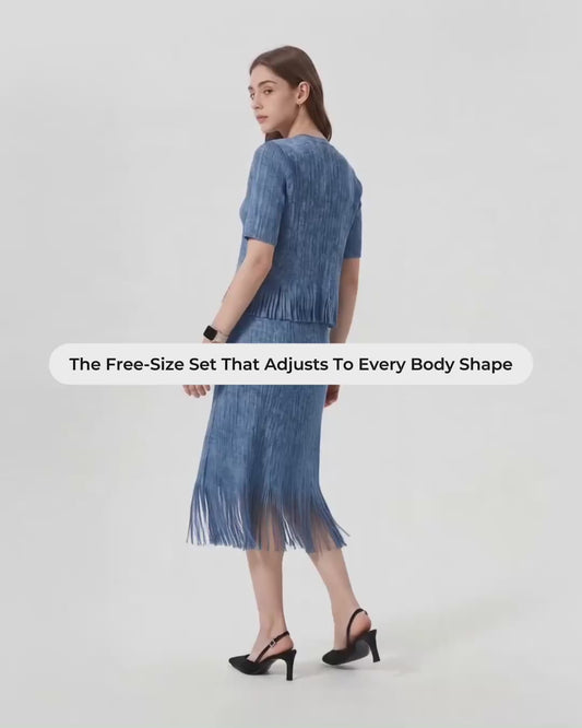 Wrinkle-Free, Cooling & Breathable Free Size Cascade Pleated Set