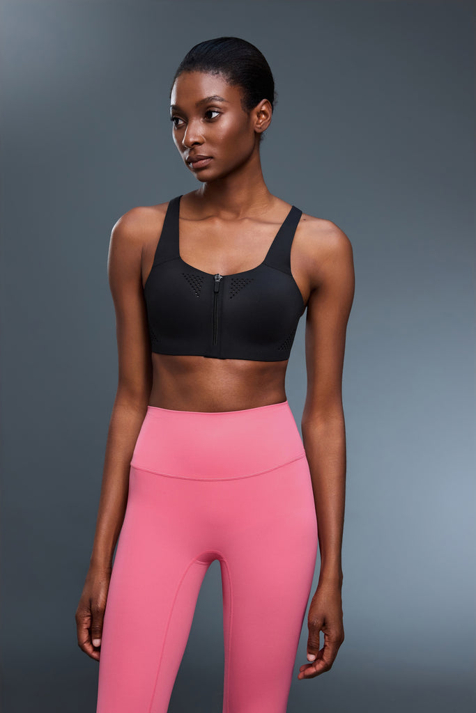 High Impact Seamless Redefine Sports Bra With Adjustable Straps & Moulded Cups With Front Zip