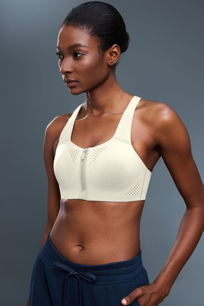 High Impact Seamless Redefine Sports Bra With Adjustable Straps & Moulded Cups With Front Zip