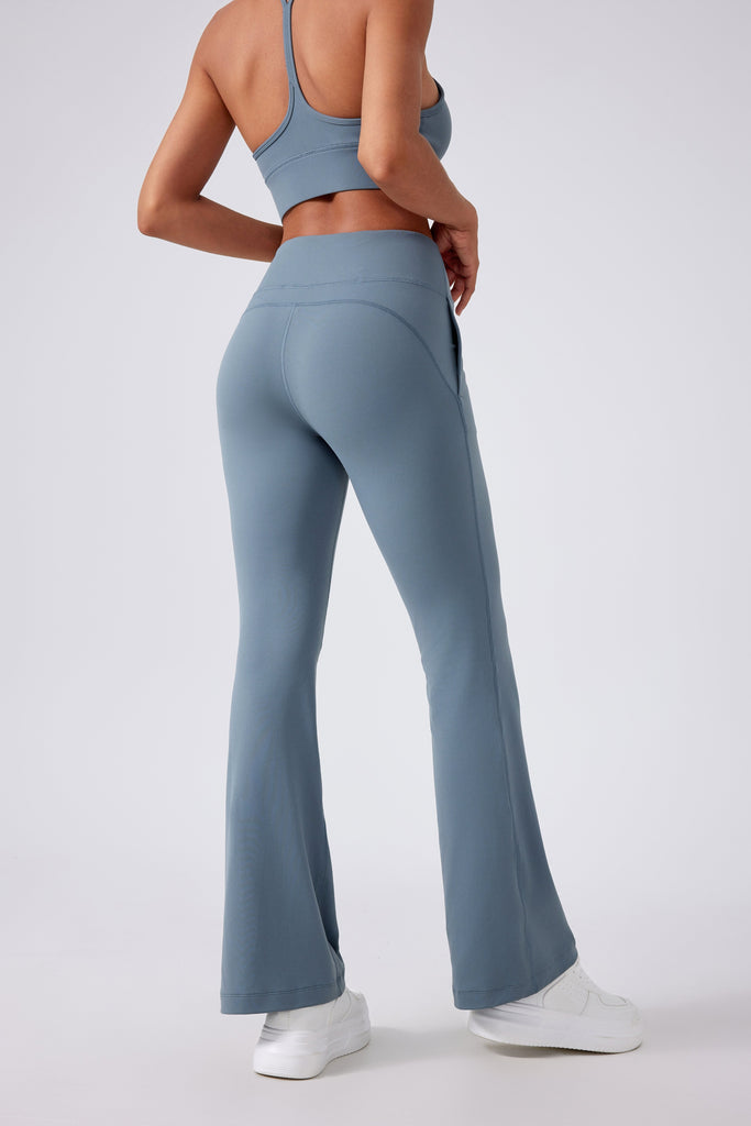 High Waisted Buttery Soft Camel-Toe Proof Mirage Flare Pants With Pockets
