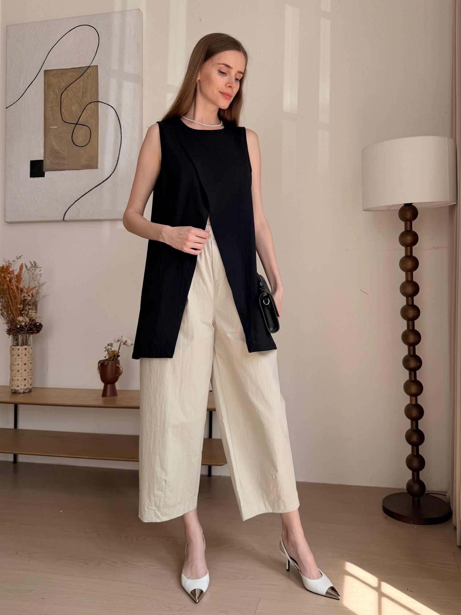 2-In-1 Cooling, Wrinkle-Free Flow Top
