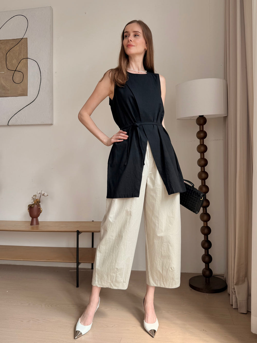 2-In-1 Cooling, Wrinkle-Free Flow Top