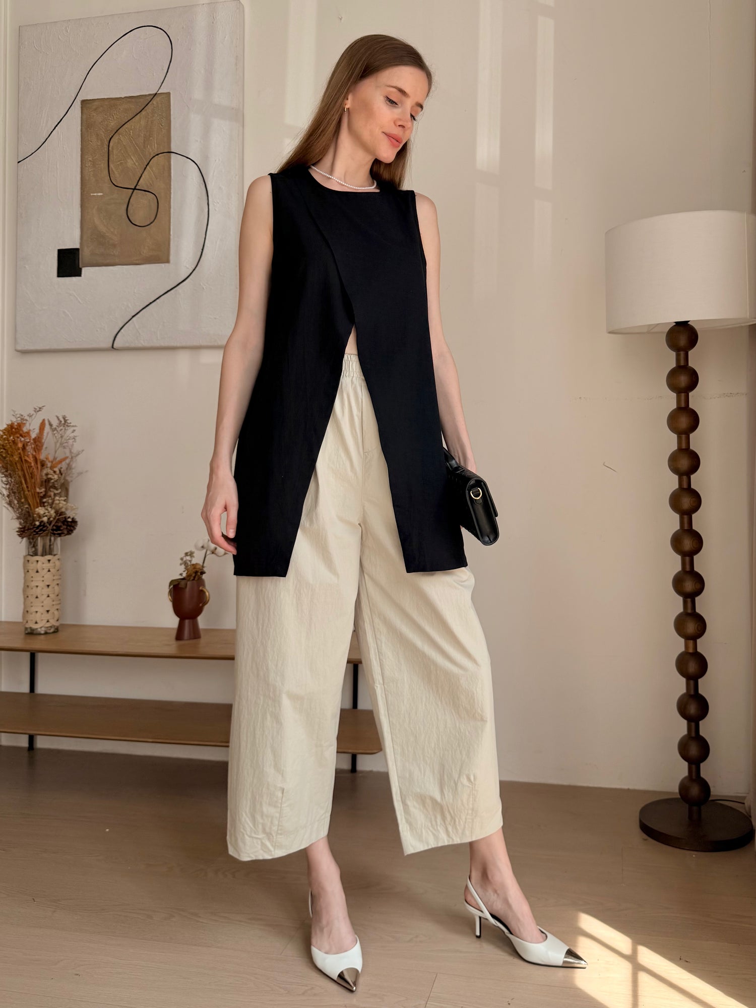 2-In-1 Cooling, Wrinkle-Free Flow Top