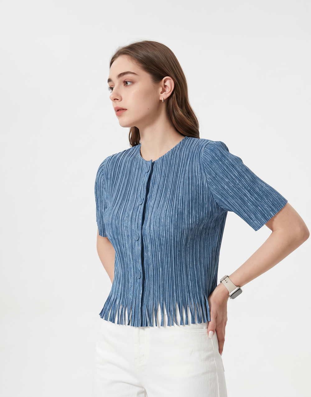 Wrinkle-Free, Cooling & Breathable Free Size Cascade Pleated Blouse