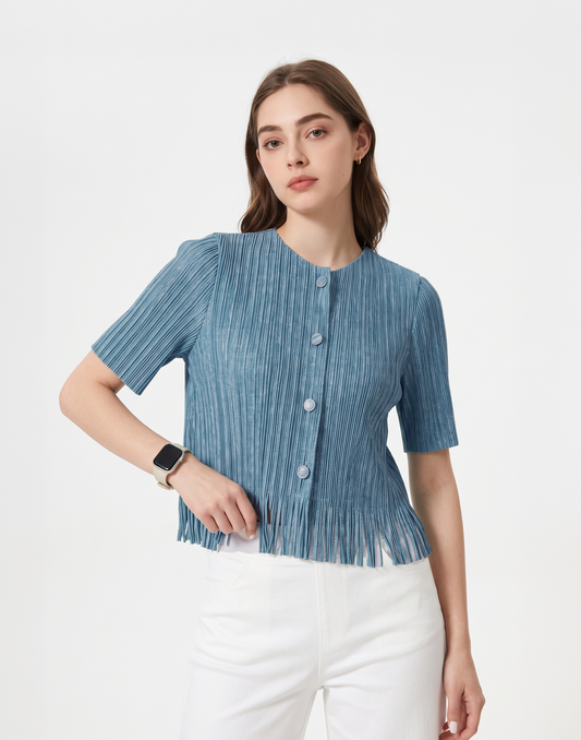 Wrinkle-Free, Cooling & Breathable Free Size Cascade Pleated Blouse