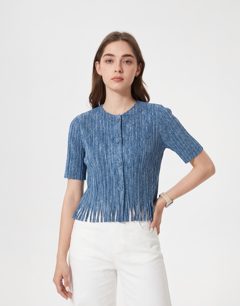Wrinkle-Free, Cooling & Breathable Free Size Cascade Pleated Blouse