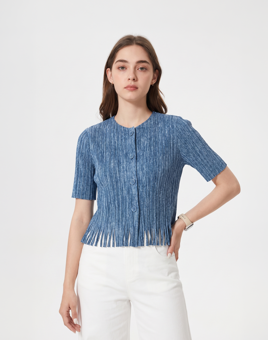 Wrinkle-Free, Cooling & Breathable Free Size Cascade Pleated Blouse