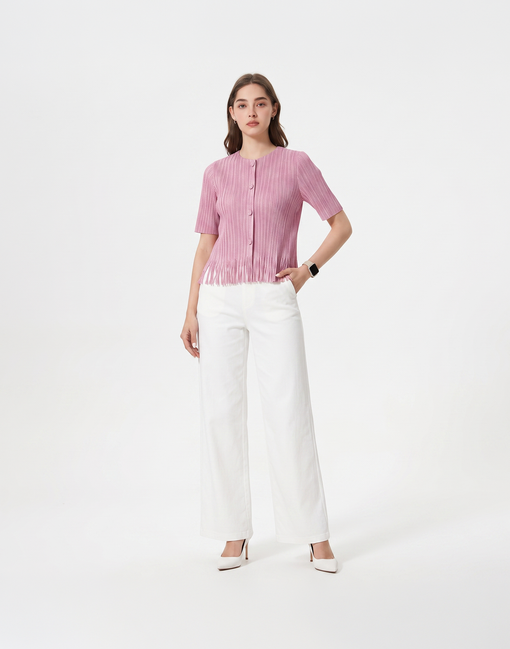 Wrinkle-Free, Cooling & Breathable Free Size Cascade Pleated Blouse