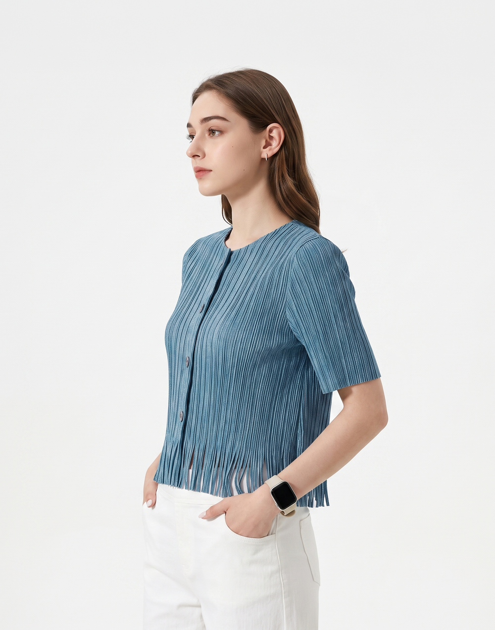 Wrinkle-Free, Cooling & Breathable Free Size Cascade Pleated Blouse