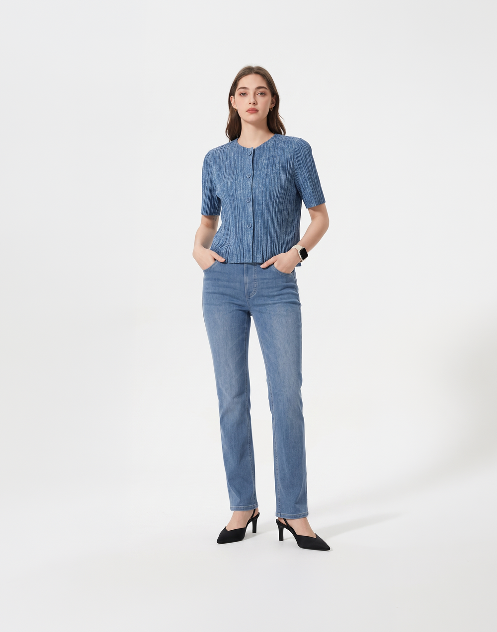 Wrinkle-Free, Cooling & Breathable Free Size Cascade Pleated Set