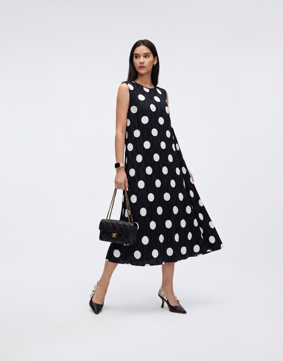 Wrinkle-Free, Cooling, Breathable & Free Size Jollie Polkadot Dress