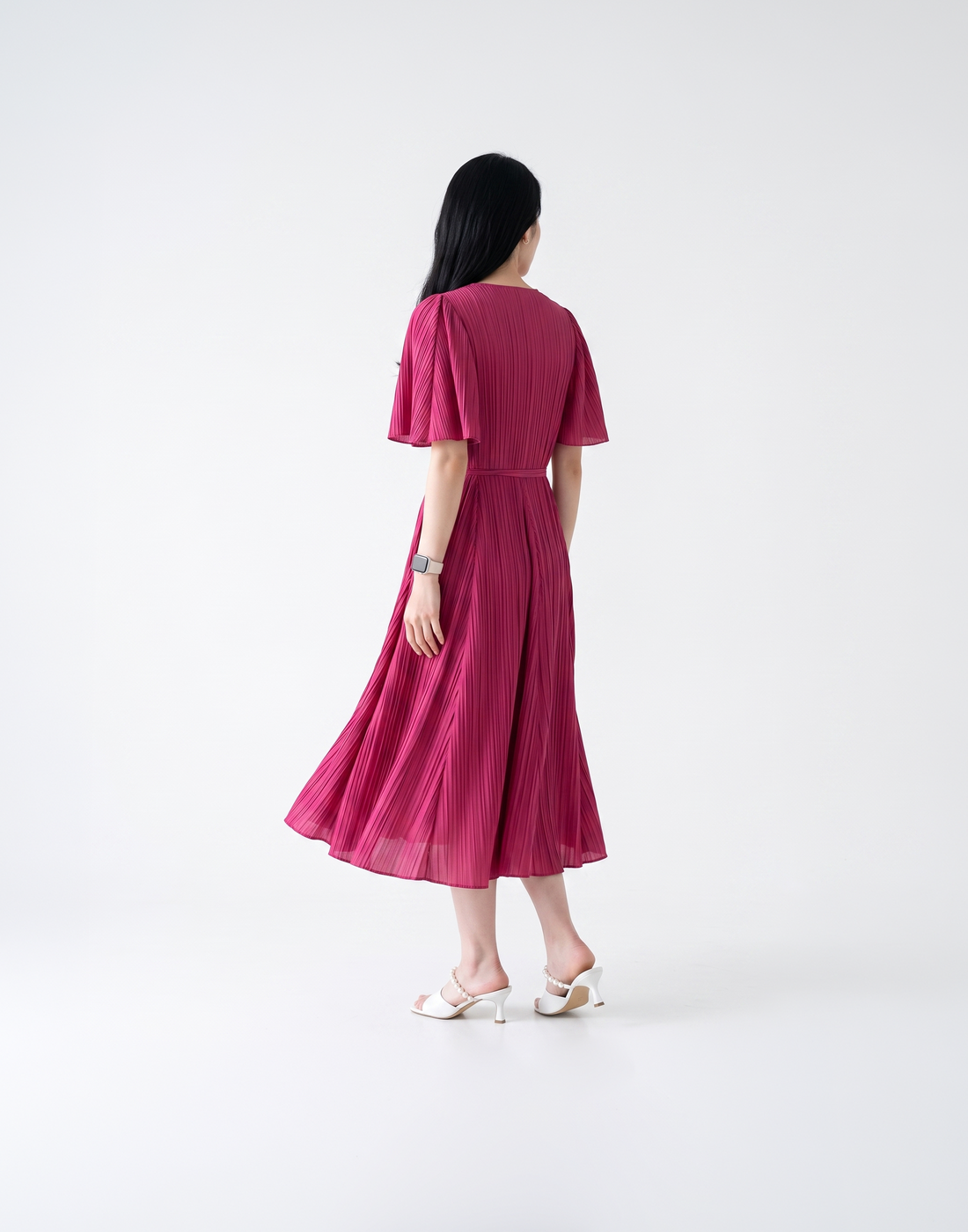 Wrinkle-Free, Free Size & Flattering Daisy Pleated Dress With Adjustable Waist Tie