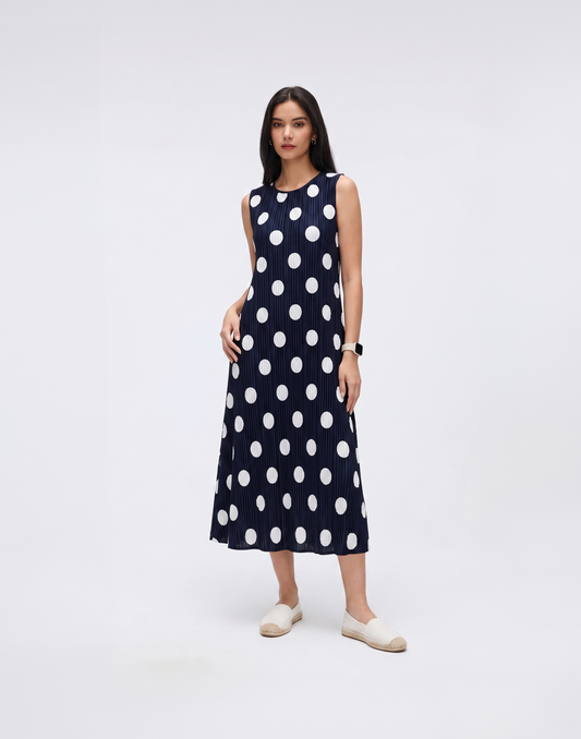 Wrinkle-Free, Cooling, Breathable & Free Size Jollie Polkadot Dress