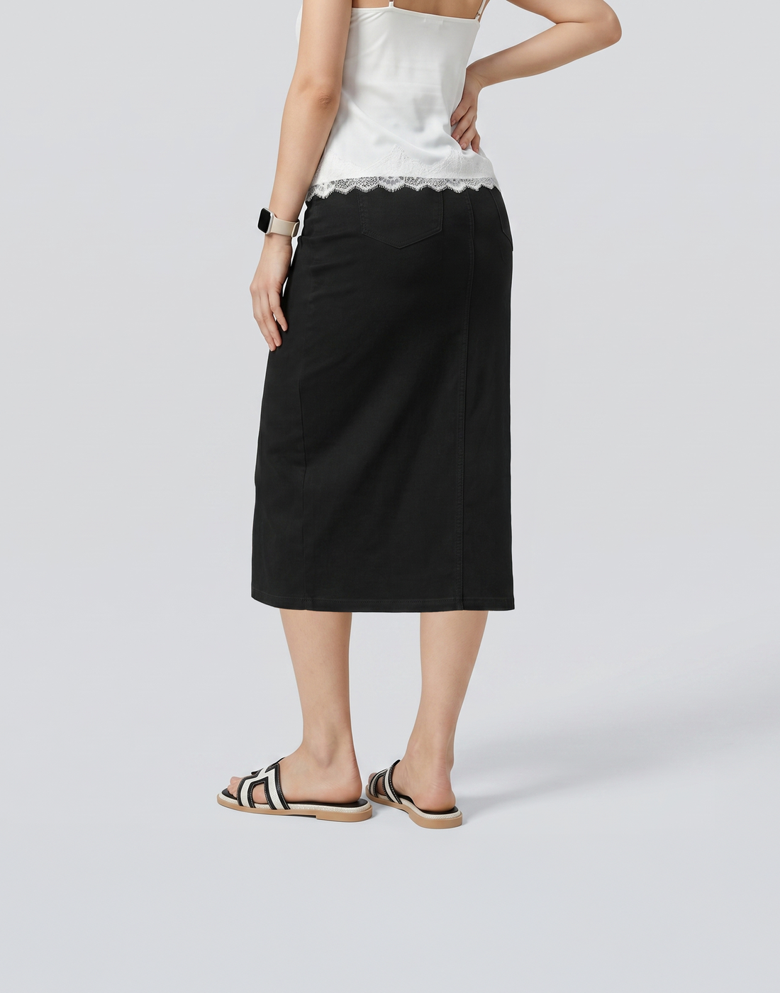 Cooling, Buttery Soft, Stretchy & Tummy Tucking Cloud Denim Skirt With Pockets