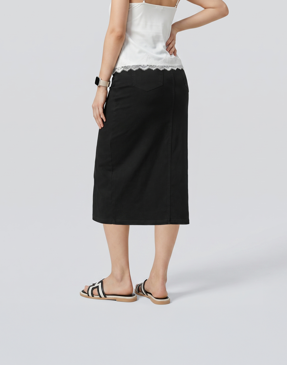 Cooling, Buttery Soft, Stretchy & Tummy Tucking Cloud Denim Skirt With Pockets