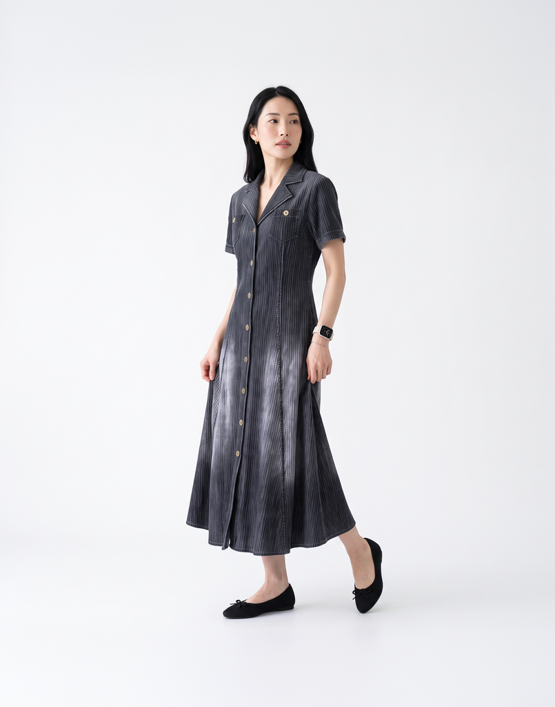 Wrinkle-Free, Cooling & Breathable Free Size Elera Denim Dress
