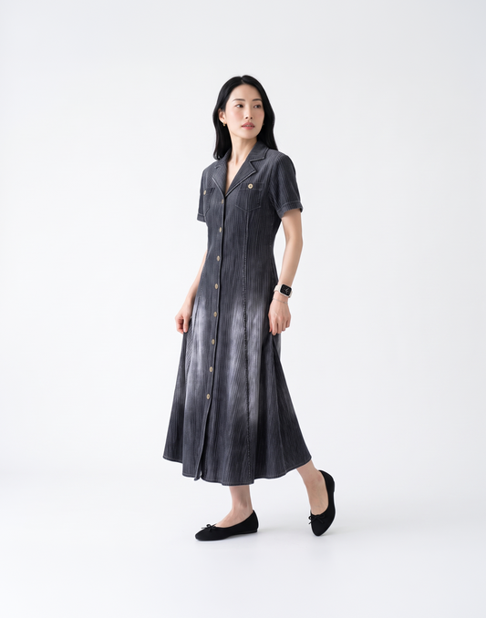 Wrinkle-Free, Cooling & Breathable Free Size Elera Denim Dress