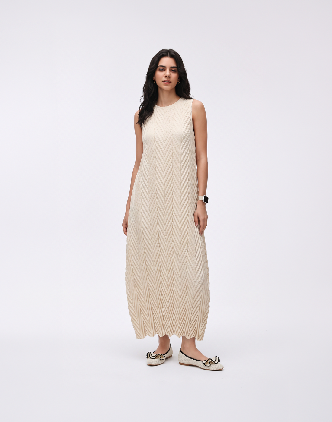 Wrinkle-Free, Cooling & Breathable Free Size Pleated Vera Dress