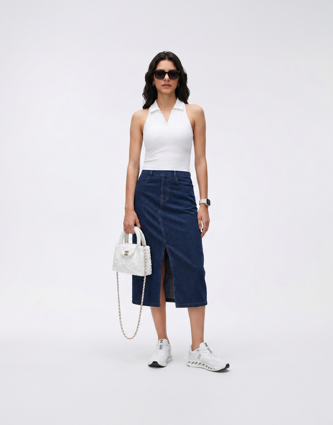 Cooling, Buttery Soft, Stretchy & Tummy Tucking Cloud Denim Skirt With Pockets