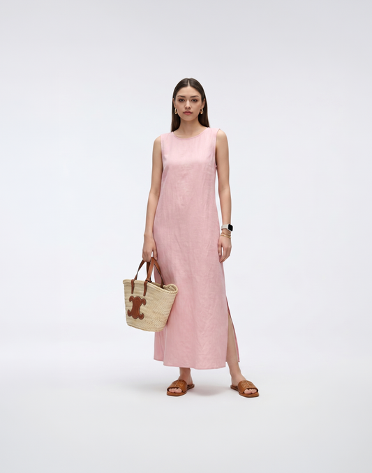 Cooling, Breathable Weekend Shift Linen Dress With Pockets