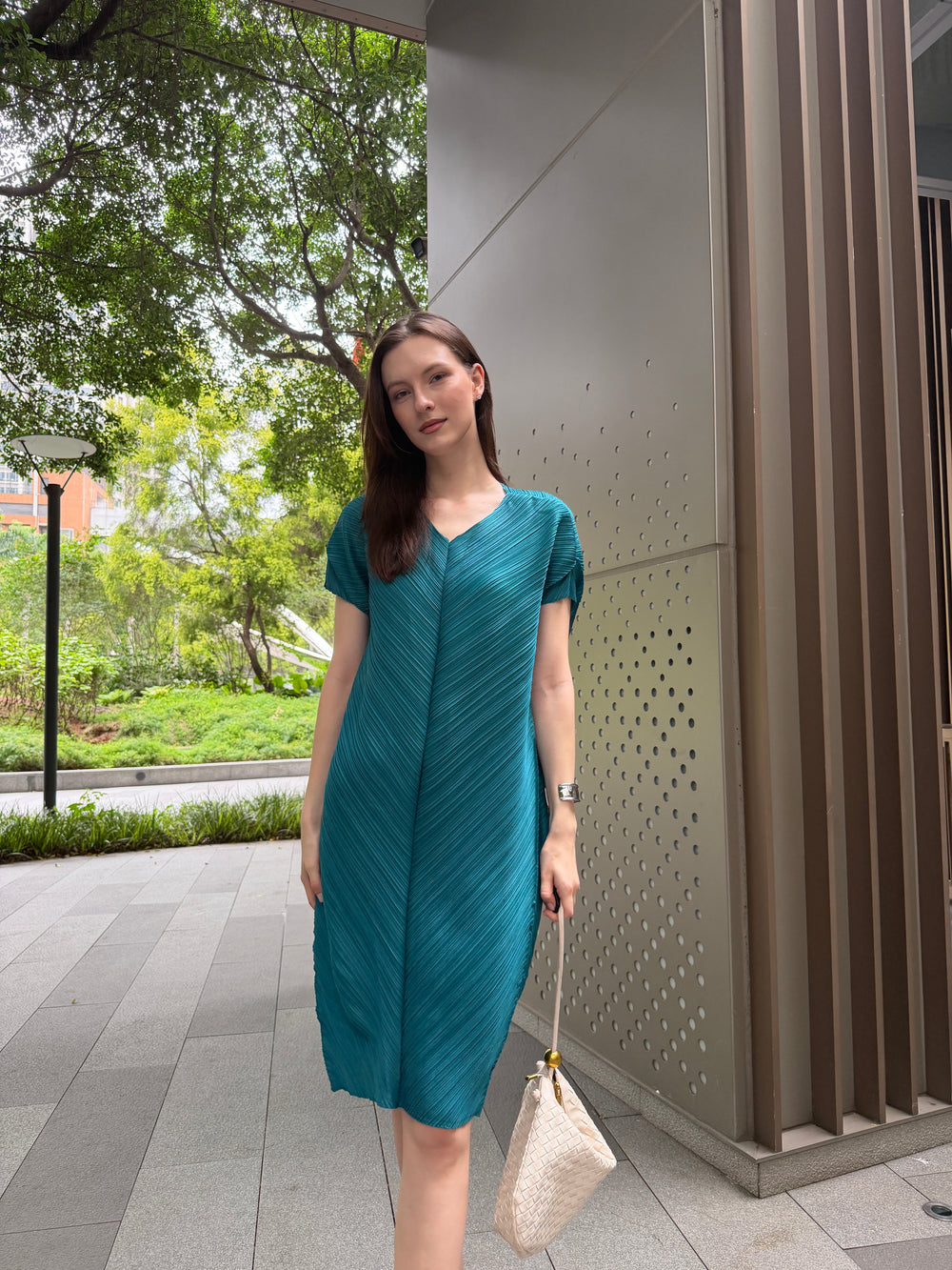 Wrinkle-Free, Cooling & Stretchy Pleated Bliss Dress With Sleeves