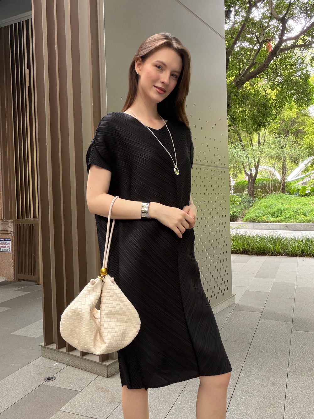 Wrinkle-Free, Cooling & Stretchy Pleated Bliss Dress With Sleeves