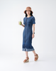 Wrinkle-Free, Cooling & Breathable Monaco Free Size Pleated Denim Dress With Sleeves