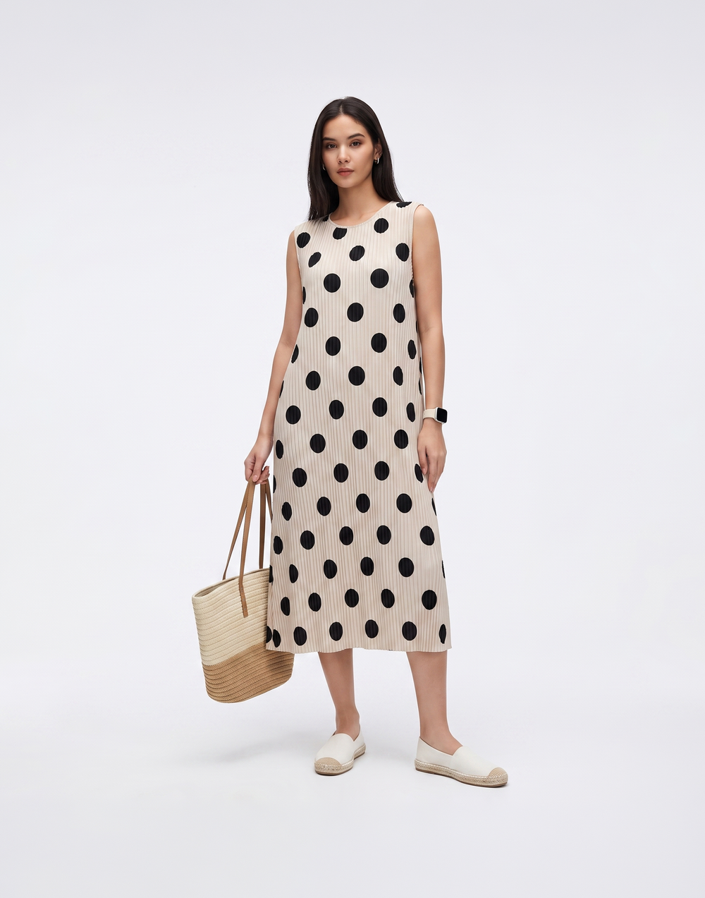 Wrinkle-Free, Cooling, Breathable & Free Size Jollie Polkadot Dress