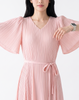 Wrinkle-Free, Free Size & Flattering Daisy Pleated Dress With Adjustable Waist Tie