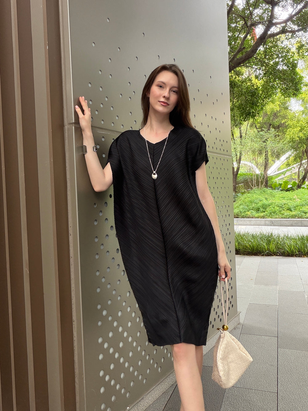 Wrinkle-Free, Cooling & Stretchy Pleated Bliss Dress With Sleeves