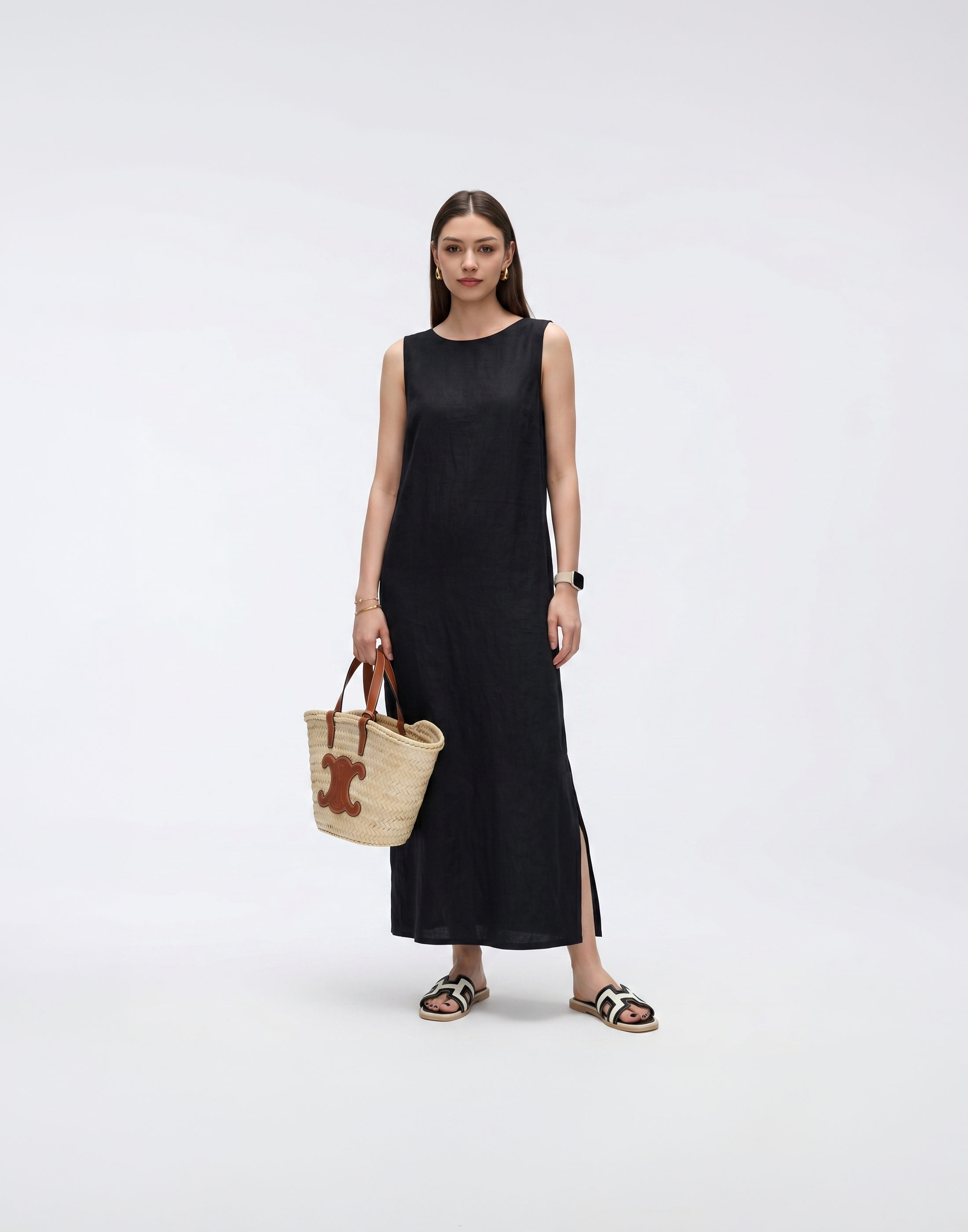 Cooling, Breathable Weekend Shift Linen Dress With Pockets