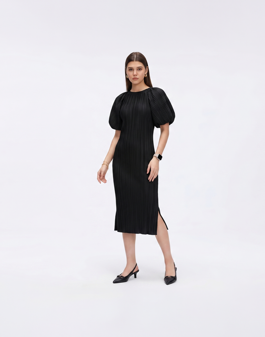 Cooling & Wrinkle-Free 2-in-1 Halo Pleated Dress With Sleeves
