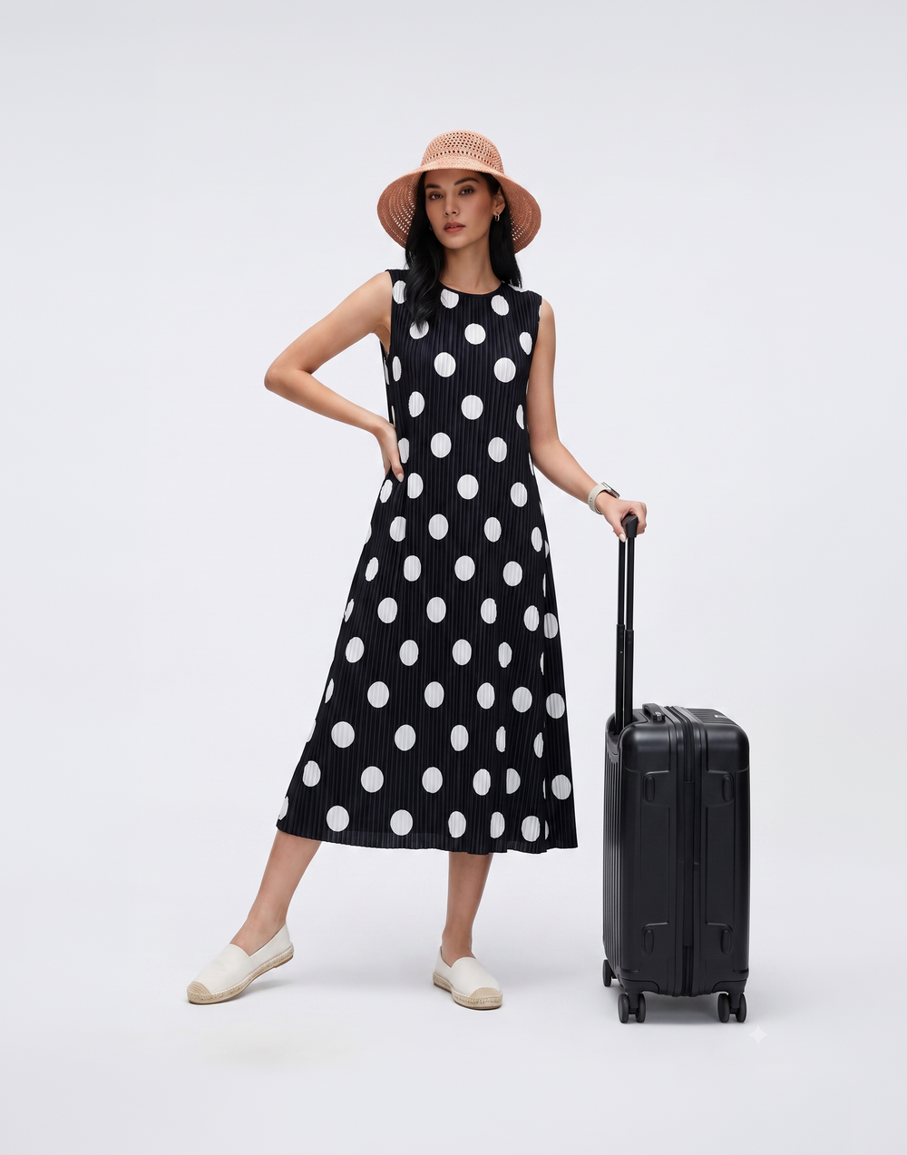 Wrinkle-Free, Cooling, Breathable & Free Size Jollie Polkadot Dress