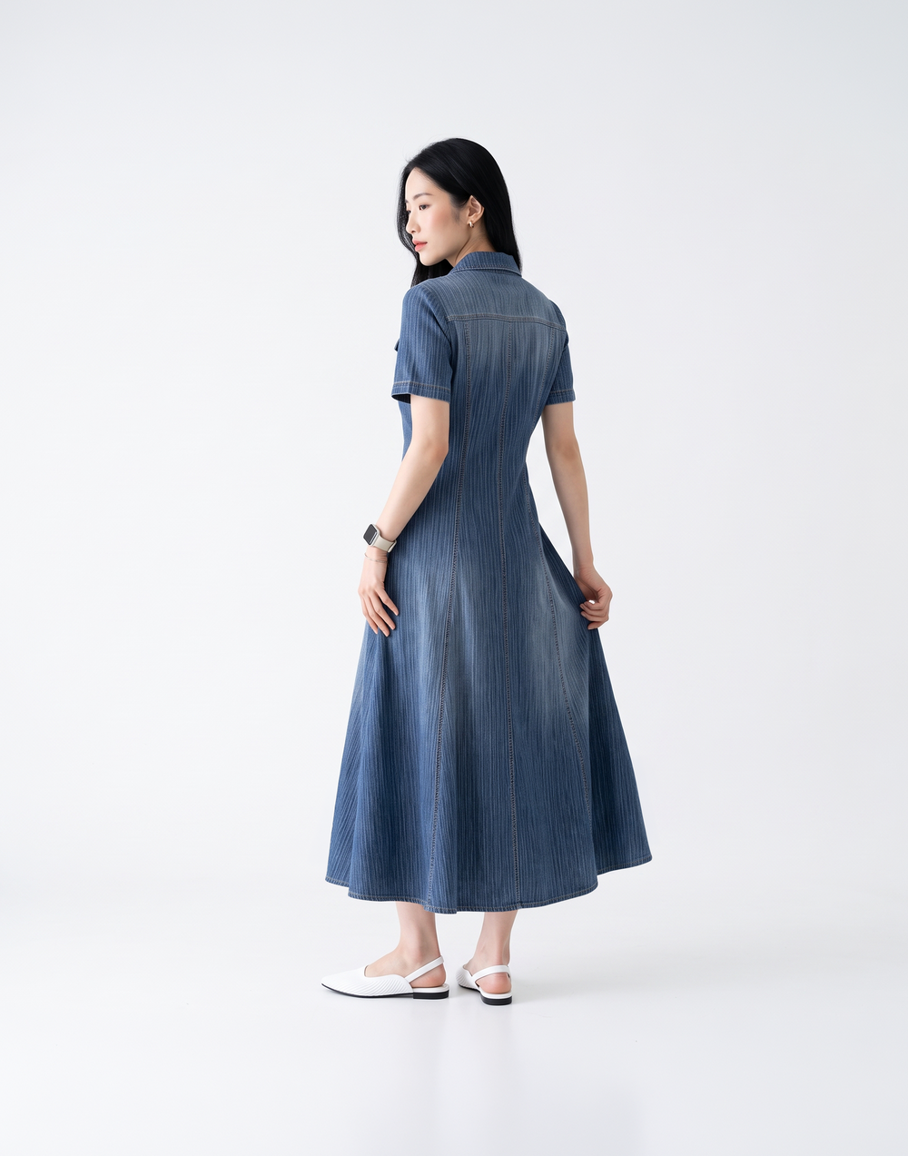 Wrinkle-Free, Cooling & Breathable Free Size Elera Denim Dress