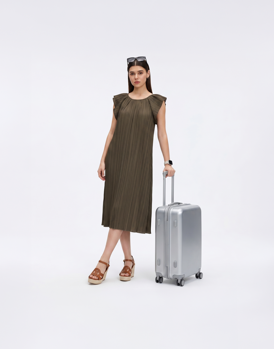 Wrinkle-Free, Cooling & Free Size Pleated Ruby Dress