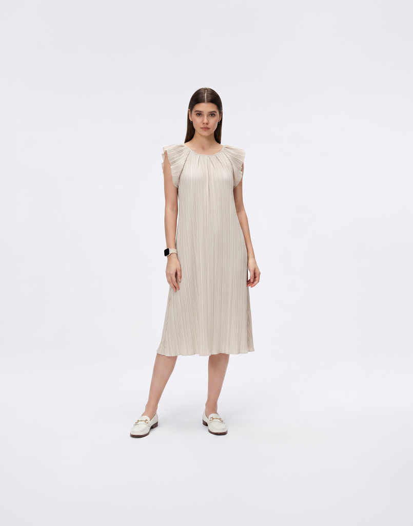 Wrinkle-Free, Cooling & Free Size Pleated Ruby Dress