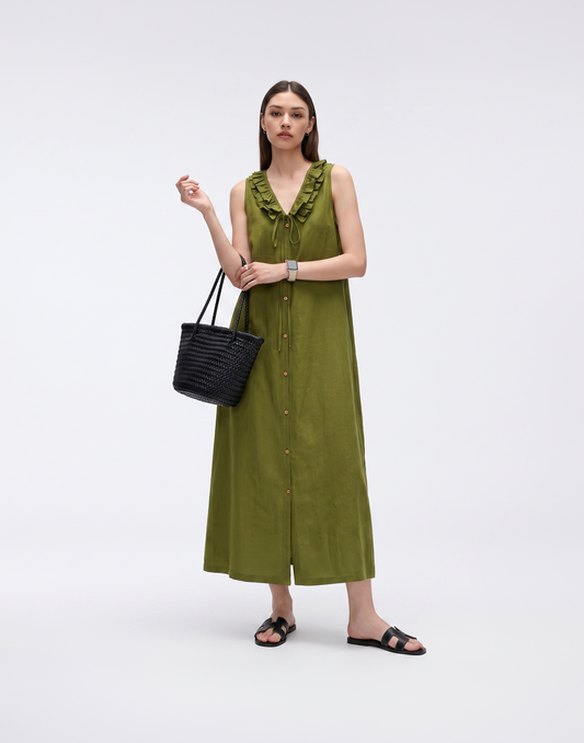 Cooling & Breathable Linen Fern Dress With Pockets