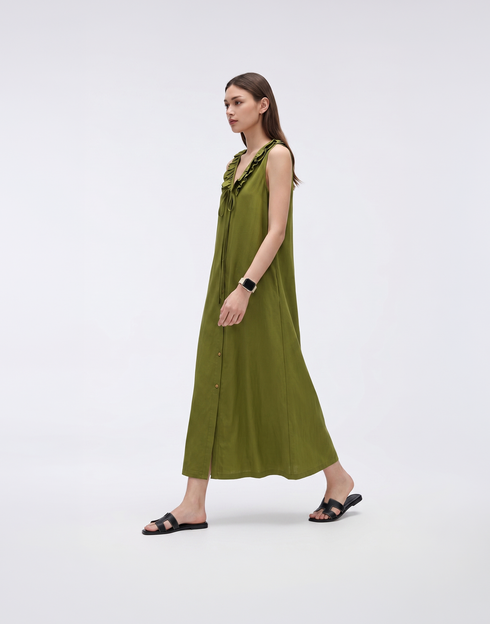Cooling & Breathable Linen Fern Dress With Pockets