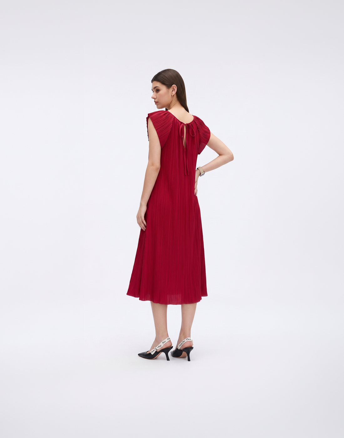 Wrinkle-Free, Cooling & Free Size Pleated Ruby Dress