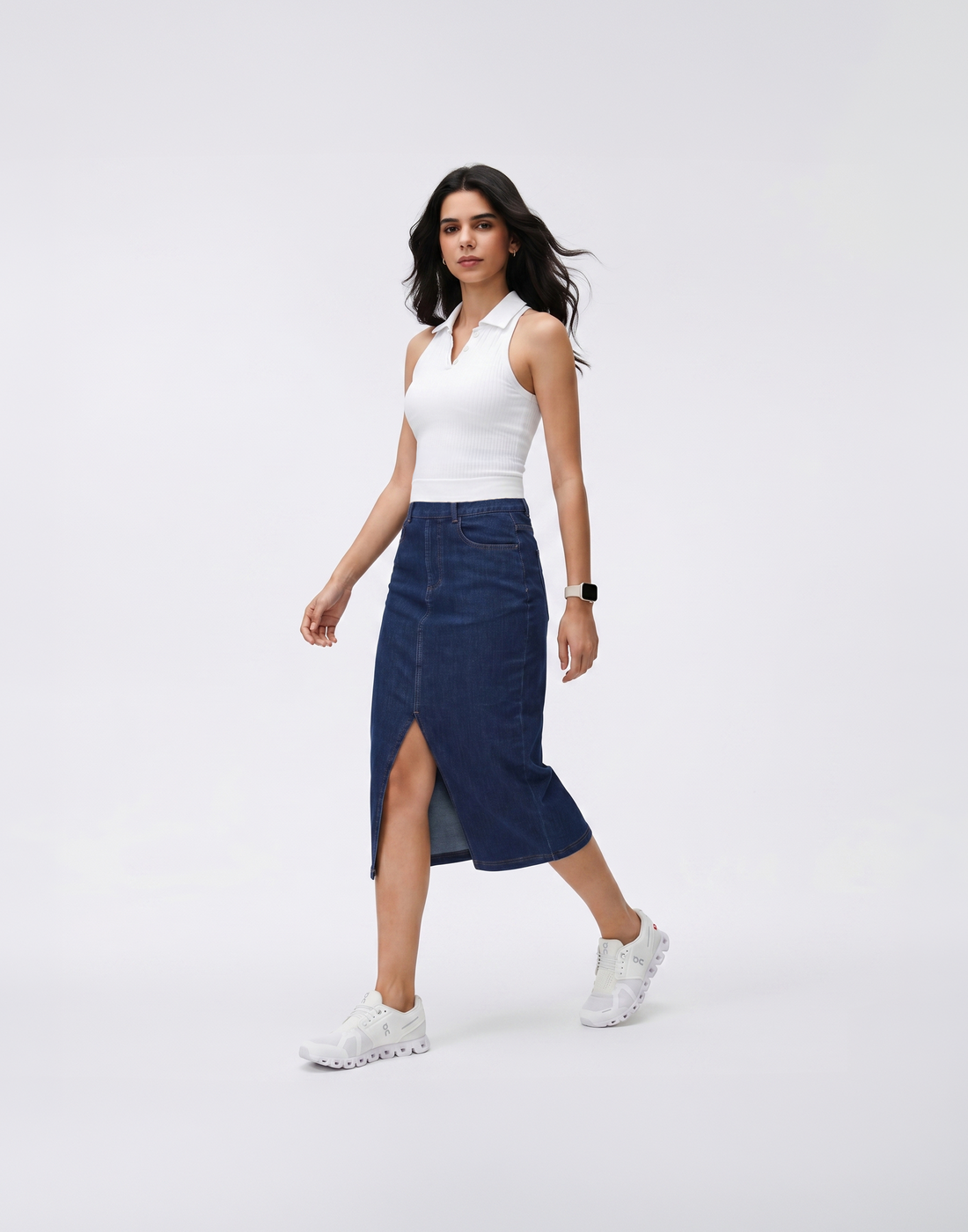 Cooling, Buttery Soft, Stretchy & Tummy Tucking Cloud Denim Skirt With Pockets