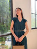 Wrinkle-Free Aria Pleated Dress With Belt