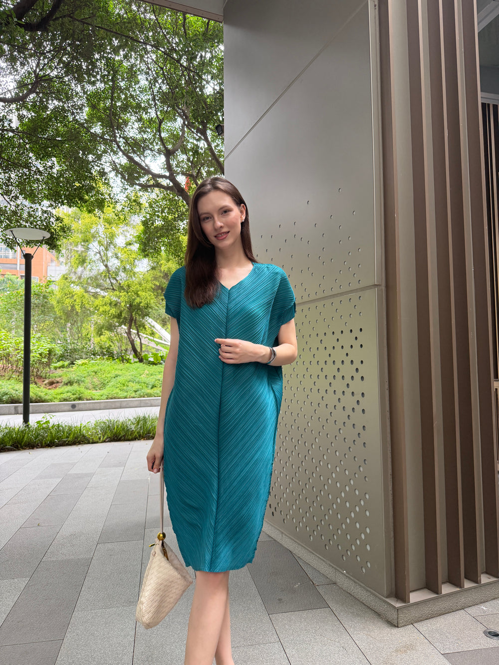 Wrinkle-Free, Cooling & Stretchy Pleated Bliss Dress With Sleeves