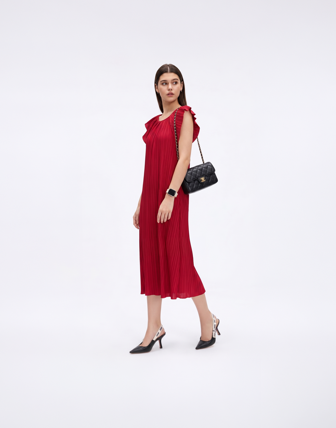 Wrinkle-Free, Cooling & Free Size Pleated Ruby Dress