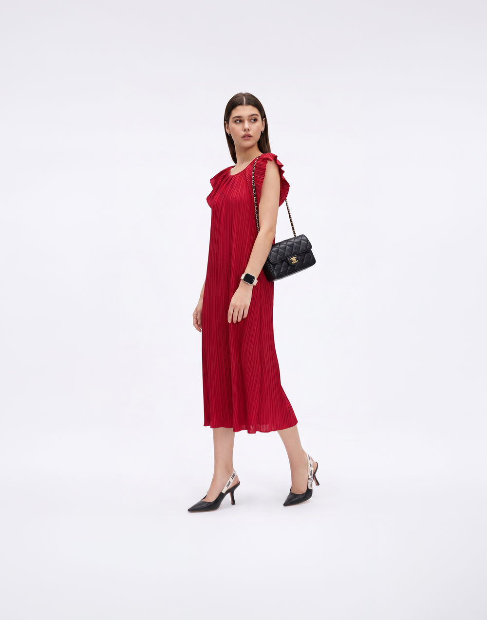 Wrinkle-Free, Cooling & Free Size Pleated Ruby Dress