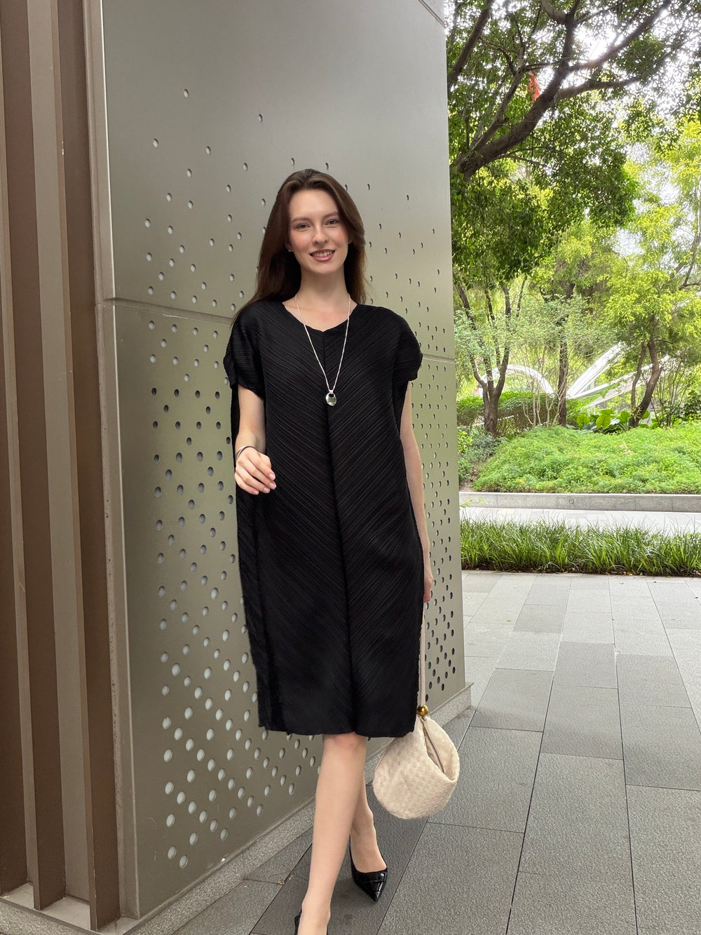 Wrinkle-Free, Cooling & Stretchy Pleated Bliss Dress With Sleeves