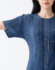 Wrinkle-Free, Cooling & Breathable Monaco Free Size Pleated Denim Dress With Sleeves