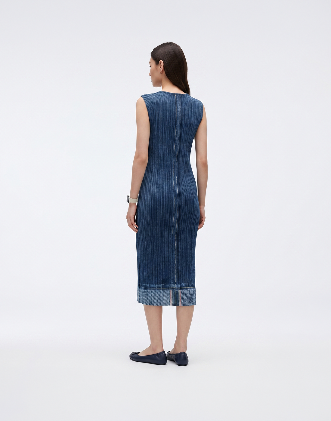 Wrinkle-Free, Cooling & Breathable Free Size Santorini Pleated Denim Dress